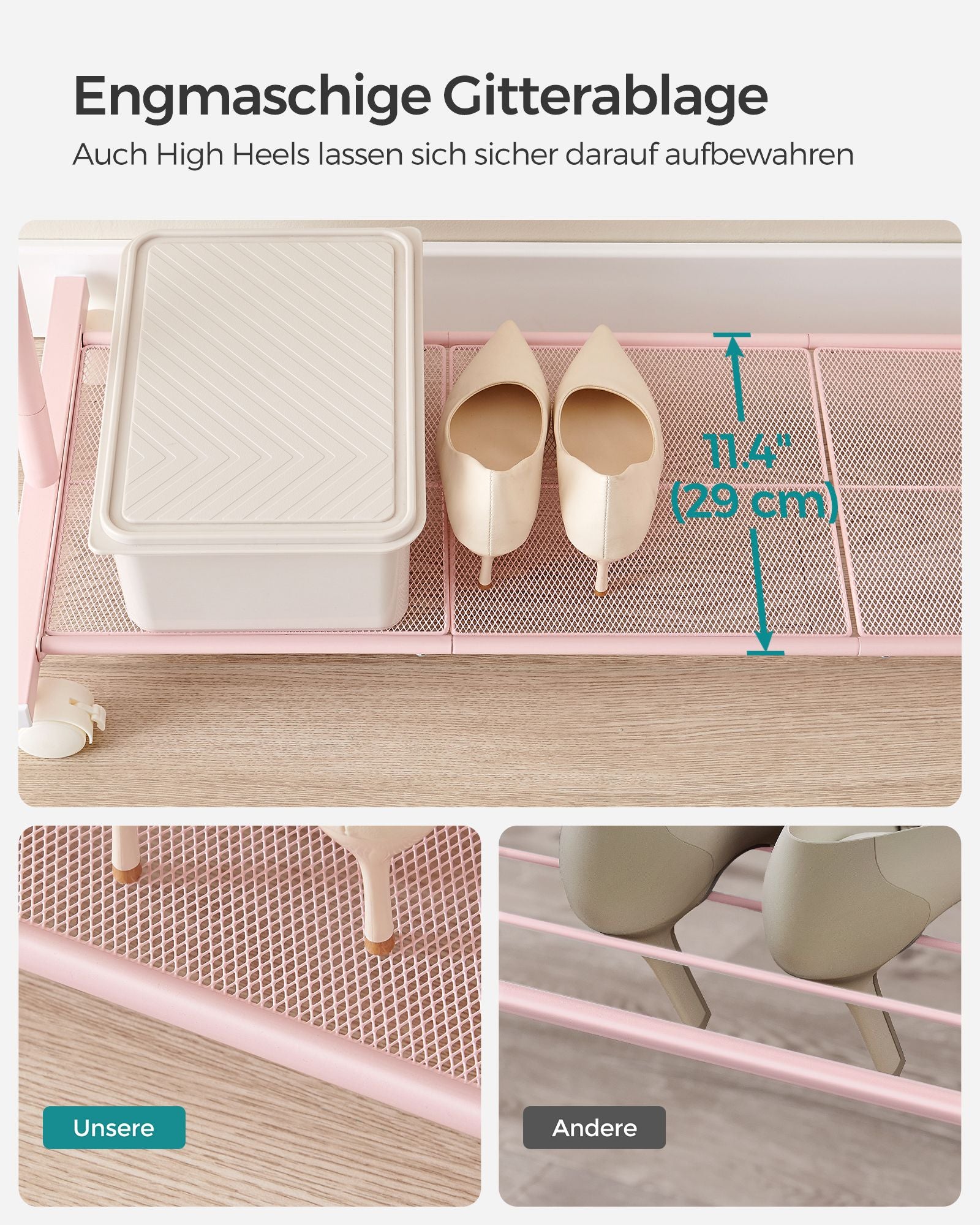 Kleidungsständer 91 cm breit auf pastellrosa Rädern