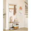 Kleiderschrank - Kleidungsregal - mit Bank - Schuhregal - 9 Haken - weißes Braun