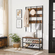 Kleiderschrank - Kleiderregal - mit Bank - Schuhregal - Schwarzbraun