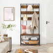 Kleiderschrank - Kleiderregal - mit Bank - Schuhregal - Schwarzbraun