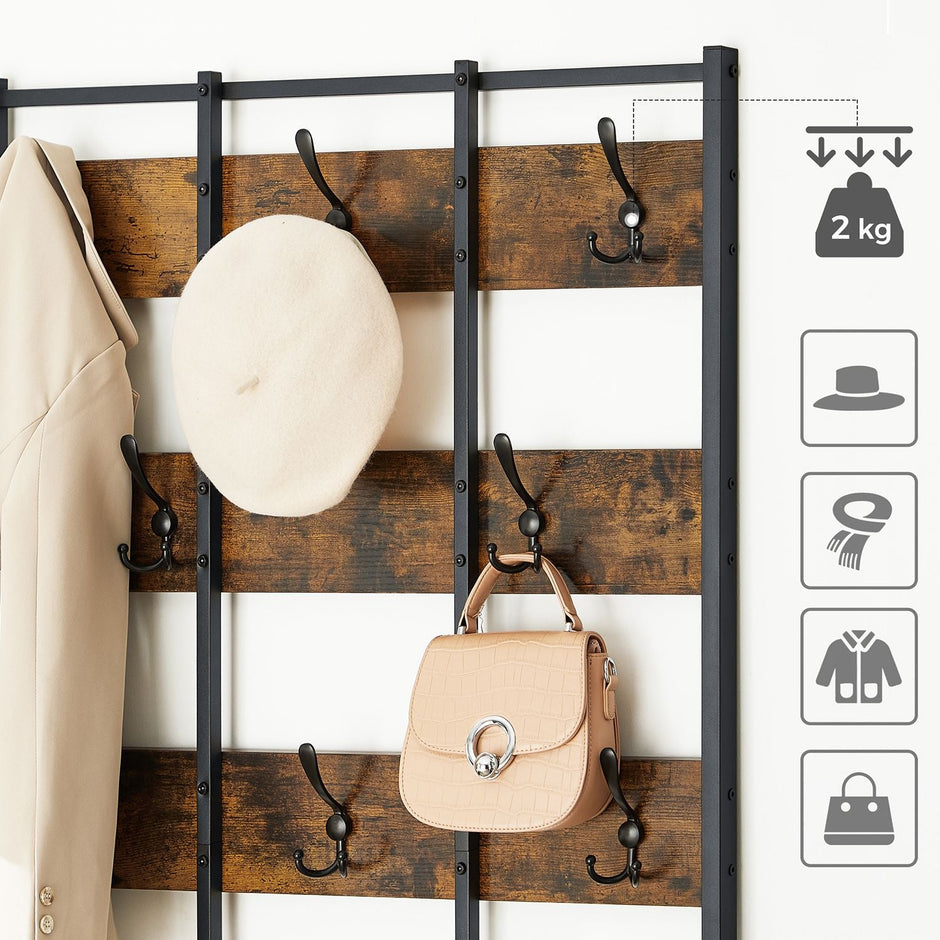 Kleiderschrank - Kleiderregal - mit Bank - Schuhregal - Schwarzbraun