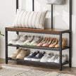 Kleiderschrank - Kleiderregal - mit Bank - Schuhregal - Schwarzbraun