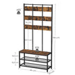 Kleiderschrank - Kleiderregal - mit Bank - Schuhregal - Schwarzbraun