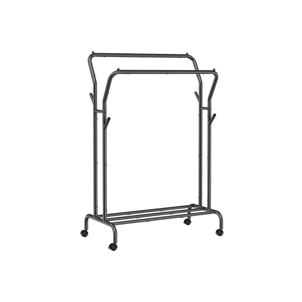 Kleidungsständer - auf Rädern - 2 Kleidungsstangen - schwarz
