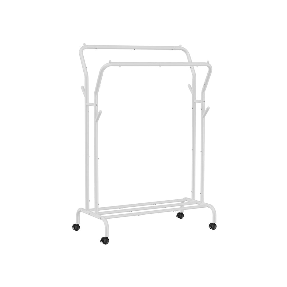 Kleidungsständer - auf Rädern - 2 Kleidungsstangen - schwarz