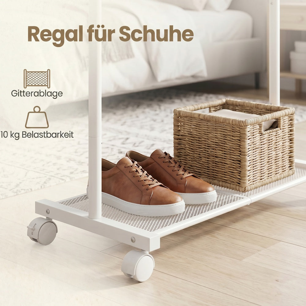 Kledingrek - Met Ophangstang en Legplanken - Wit - 40,6 x 74 x 158,3 cm