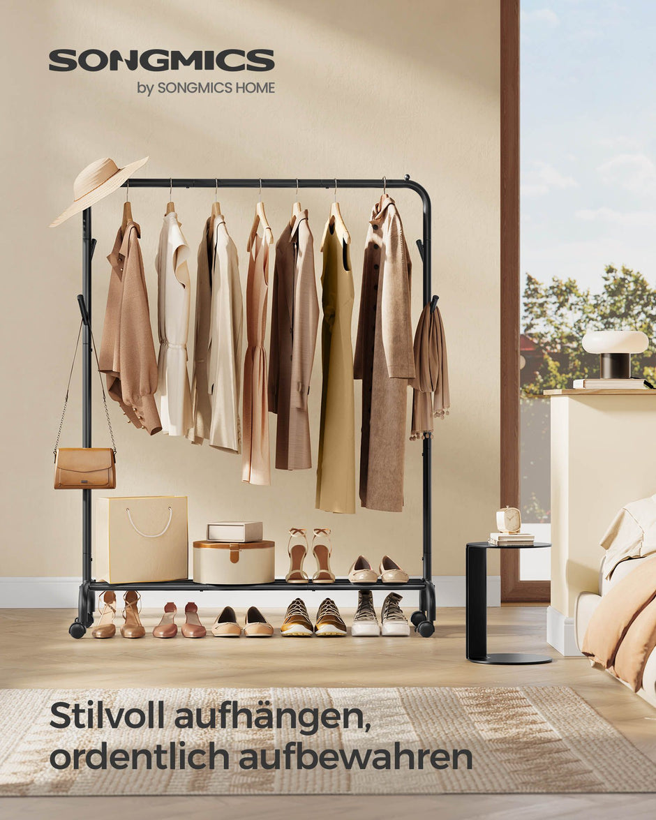 Bekleidungsregal auf Rädern 103,5 cm breiter Tinte -Black