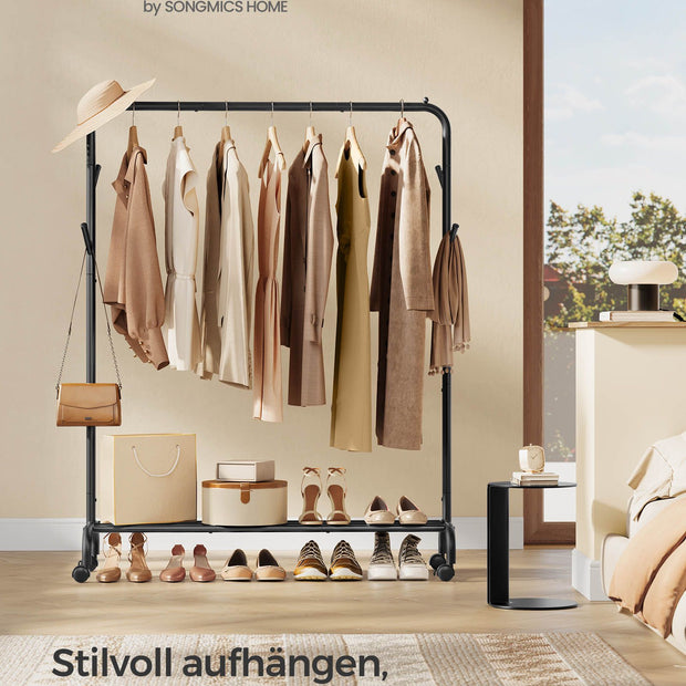 Bekleidungsregal auf Rädern 103,5 cm breiter Tinte -Black