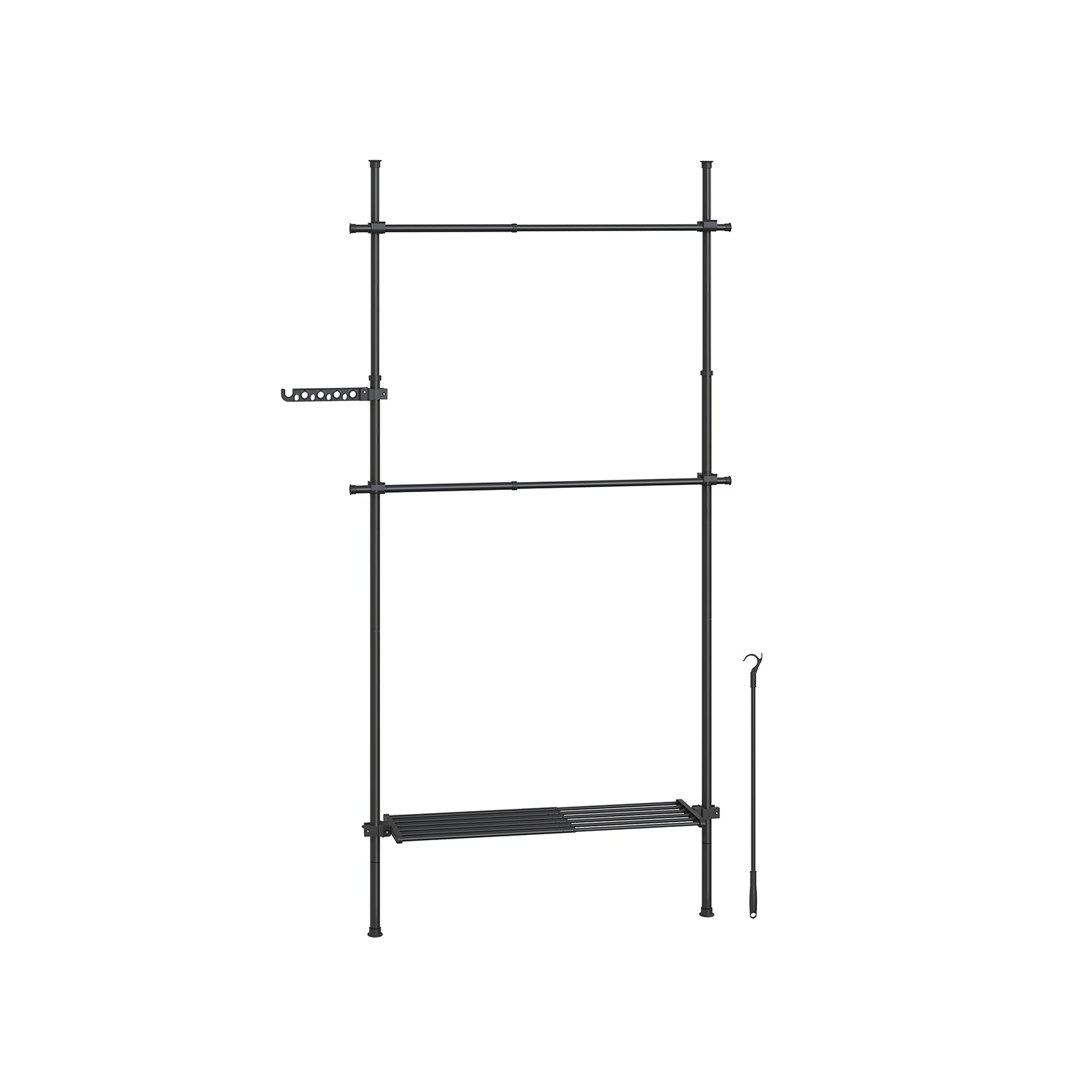 Kleidungsständer - von Boden zu Decke - mit mattem schwarzem Regal