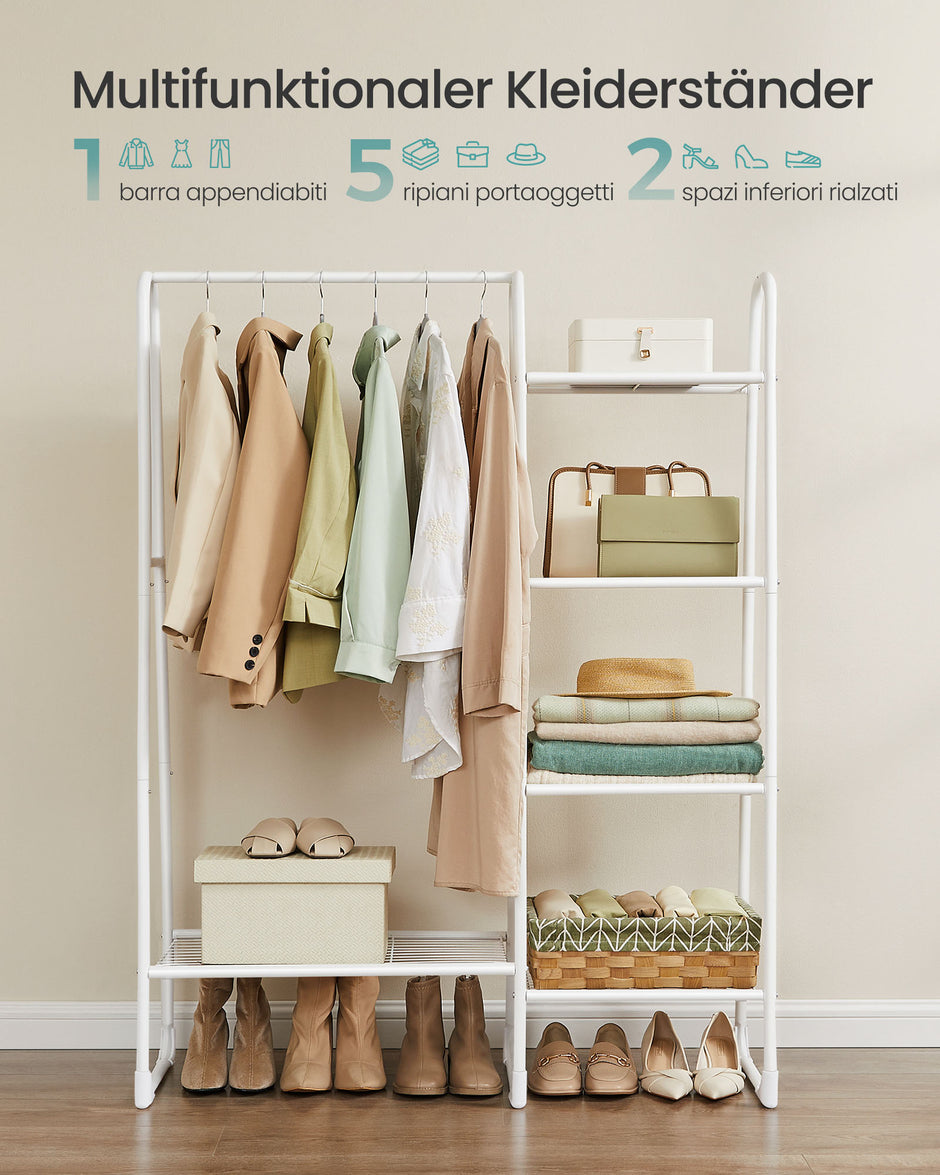 Kleidungsständer mit 5 Regalen und Stahlrahmen Wollwoll