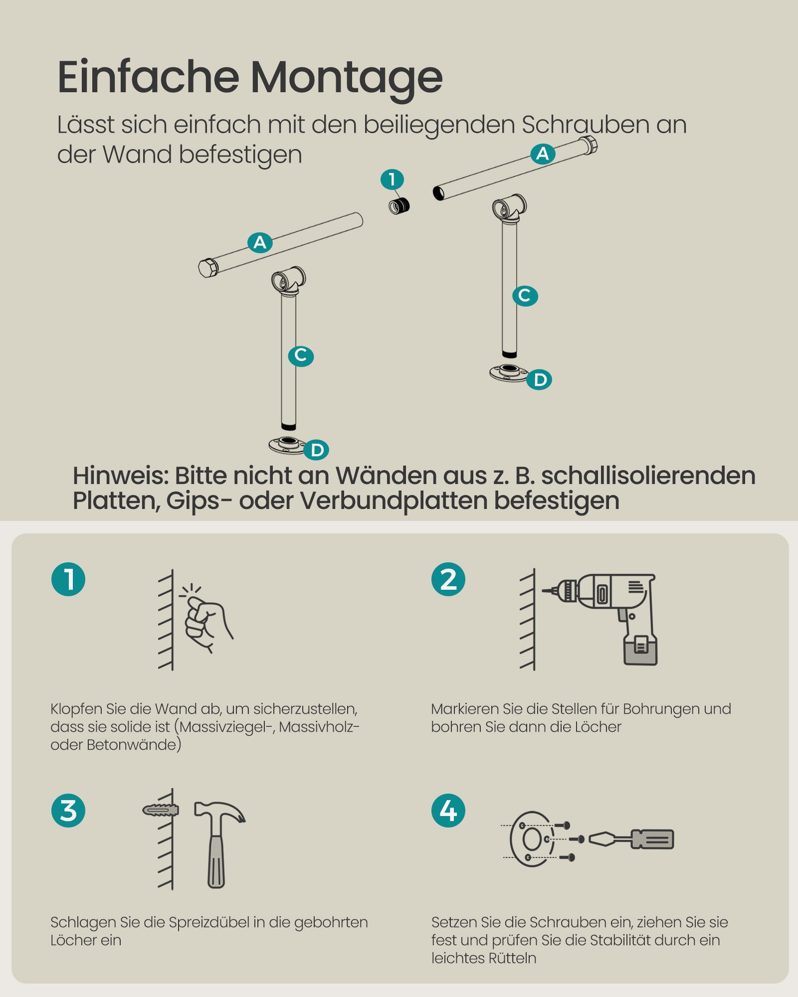 Bekleidungsstange für die Wand 30 x 84 x 7 cm