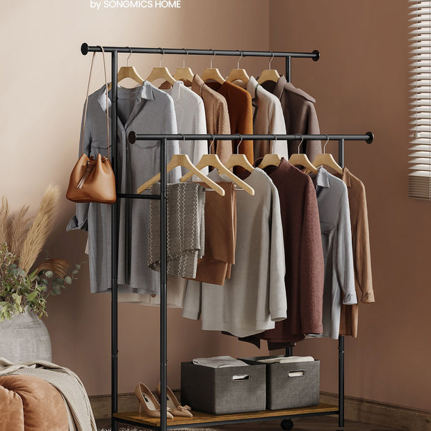 Kleidungsständer - auf Rädern - Vintage Brown & Ink -Zwart