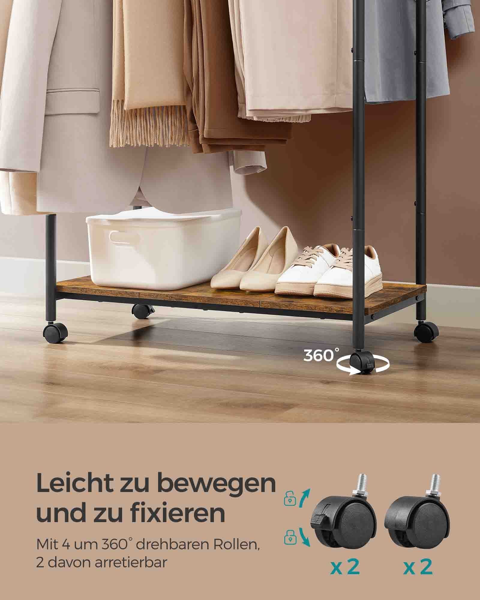 Kleidungsständer - auf Rädern - Vintage Brown & Ink -Zwart