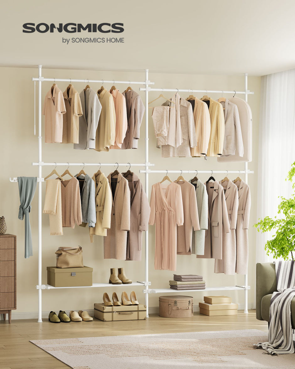 Kleidungsregal - 33,5 × (162–238) × (208–310) cm - Matt Weiß