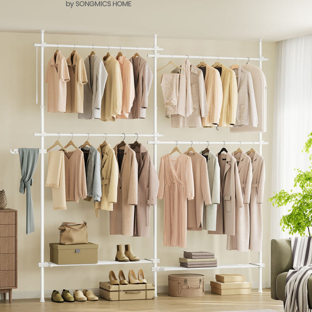 Kleidungsregal - 33,5 × (162–238) × (208–310) cm - Matt Weiß