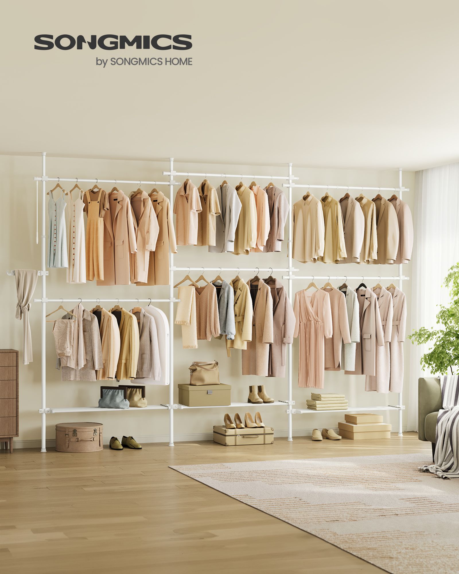 Kleidungsständer - Decke hoch - 33,5 × (240–353) × (208–310) cm