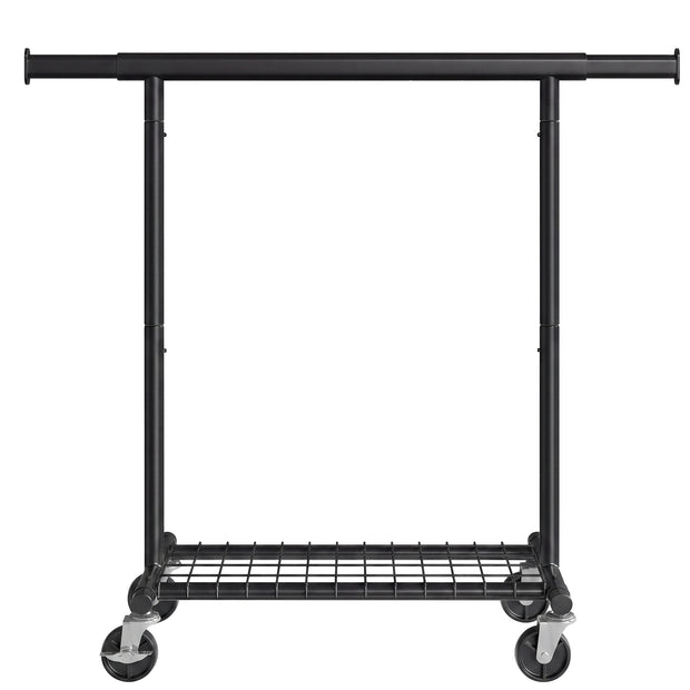 Kledingrek op Wieltjes – Uitschuifbaar 92-132 cm – Met Onderplank – Tot 180 kg – Zwart