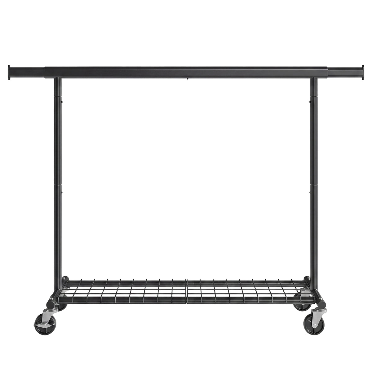 Kledingrek op Wieltjes – Uitschuifbaar 160-200 cm – Met Onderplank – Tot 180 kg – Zwart