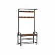 Kleiderregal - mit Sofa - Kleidungsregal mit 9 abnehmbaren Haken - 2 Gaze -Bretter - braun