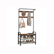Kleiderregal - mit Sofa - Kleidungsregal mit 9 abnehmbaren Haken - 2 Gaze -Bretter - braun