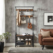 Kleiderregal - mit Sofa - Kleidungsregal mit 9 abnehmbaren Haken - 2 Gaze -Bretter - braun