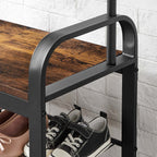 Kleiderregal - mit Sofa - Kleidungsregal mit 9 abnehmbaren Haken - 2 Gaze -Bretter - braun