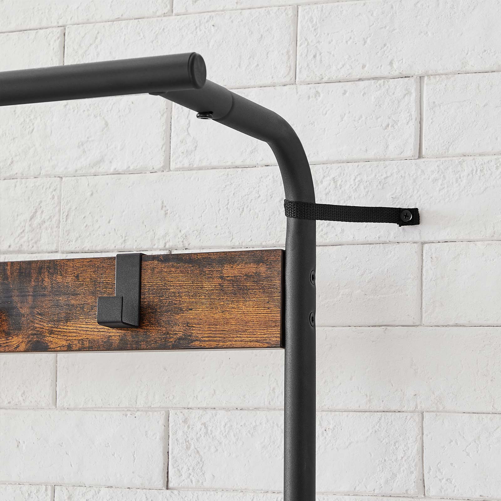 Kleiderregal - mit Sofa - Kleidungsregal mit 9 abnehmbaren Haken - 2 Gaze -Bretter - braun