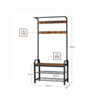 Kleiderregal - mit Sofa - Kleidungsregal mit 9 abnehmbaren Haken - 2 Gaze -Bretter - braun