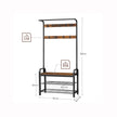 Kleiderregal - mit Sofa - Kleidungsregal mit 9 abnehmbaren Haken - 2 Gaze -Bretter - braun