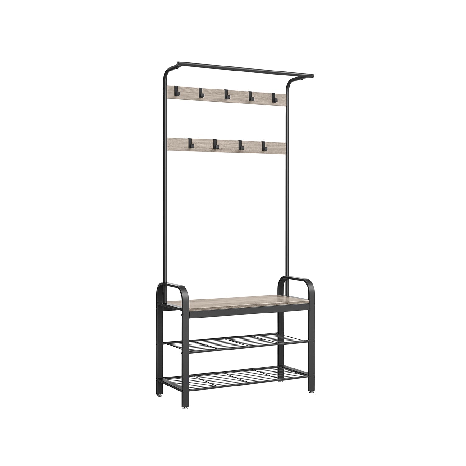 Kleiderregal - mit Sofa - Kleidungsregal mit 9 abnehmbaren Haken - 2 Gaze -Bretter - braun