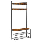 Kleiderregal - mit Sofa - Kleidungsregal mit 9 abnehmbaren Haken - 2 Gaze -Bretter - braun