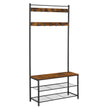 Kleiderregal - mit Sofa - Kleidungsregal mit 9 abnehmbaren Haken - 2 Gaze -Bretter - braun