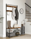 Kleiderregal - mit Sofa - Kleidungsregal mit 9 abnehmbaren Haken - 2 Gaze -Bretter - braun