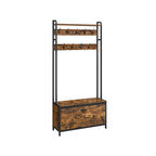Kleiderregal - Garderobe mit Schuhschrank und Bank - Kleidung Rack - Schuhspeicher - Vintage Brown