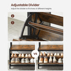 Kleiderregal - Garderobe mit Schuhschrank und Bank - Kleidung Rack - Schuhspeicher - Vintage Brown