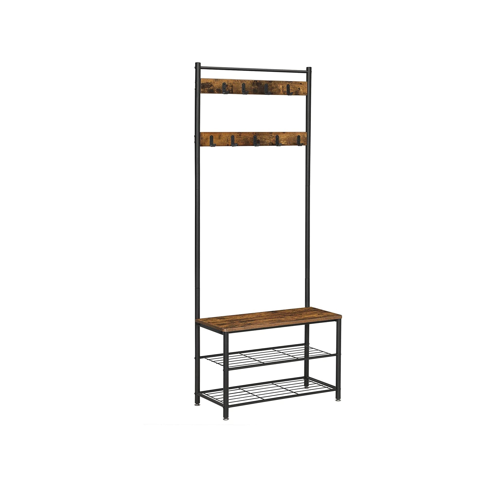 Kleiderregal - Schuhregal mit Sofa - mit 3 Haken - dunkelbraun