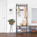 Kleiderregal - Schuhregal mit Sofa - mit 3 Haken - dunkelbraun