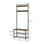 Kleiderregal - Schuhregal mit Sofa - mit 3 Haken - dunkelbraun