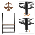 Kleiderregal - Schuhregal mit Sofa - mit 3 Haken - dunkelbraun