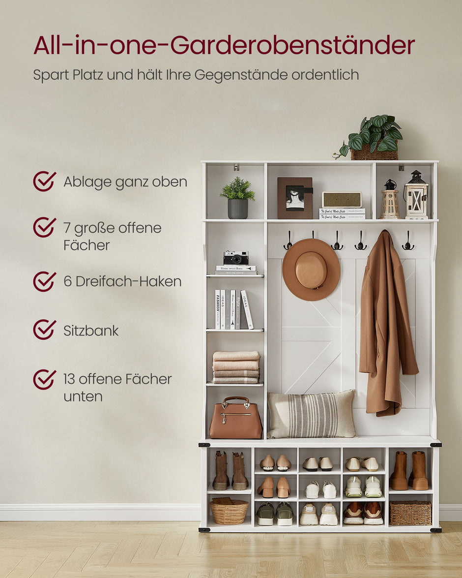 Bekleidungsregal mit Schuhregal im Landstil Wolkwit