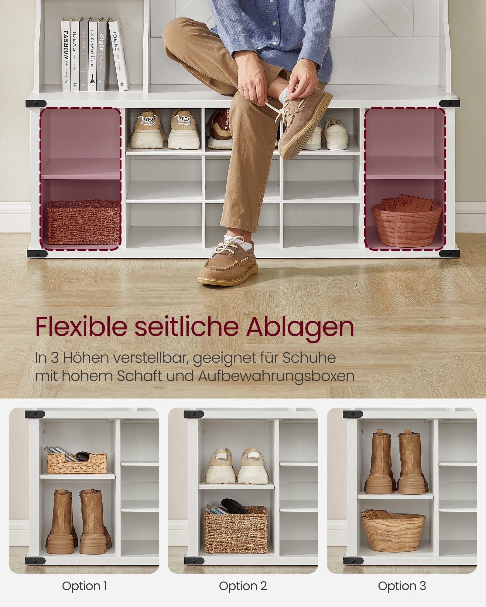 Bekleidungsregal mit Schuhregal im Landstil Wolkwit