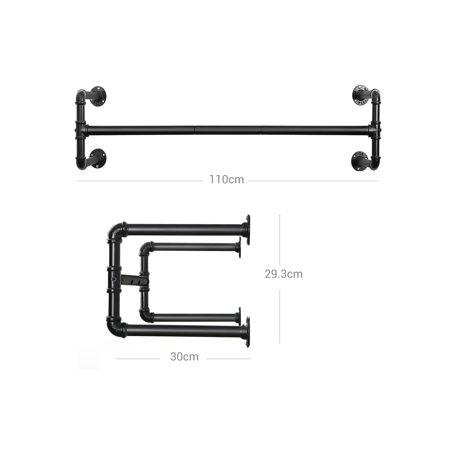 Bekleidungsregal - Industrie - Set von 2 Kleidungsstangen - Schwarz