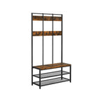 Kleiderregal mit Sofa - 12 Kleiderhaken - Schuhregal - Industrielles Design - Stabiler Stahlrahmen