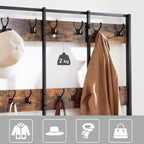 Kleiderregal mit Sofa - 12 Kleiderhaken - Schuhregal - Industrielles Design - Stabiler Stahlrahmen