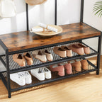 Kleiderregal mit Sofa - 12 Kleiderhaken - Schuhregal - Industrielles Design - Stabiler Stahlrahmen
