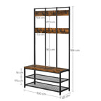 Kleiderregal mit Sofa - 12 Kleiderhaken - Schuhregal - Industrielles Design - Stabiler Stahlrahmen