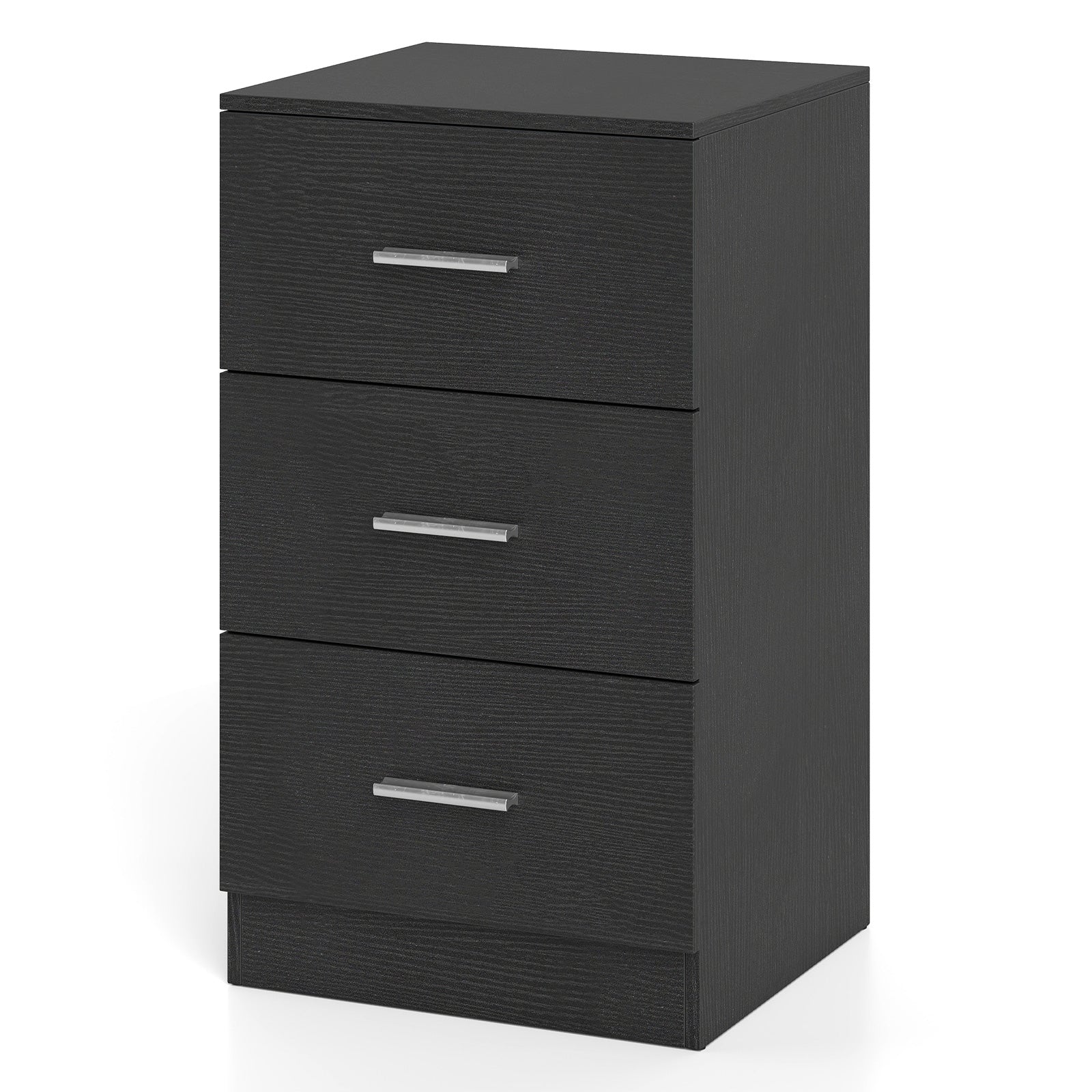 Sängbord – sängskåp byrå med lådor spånskiva – 3 38 x 67 x 35 cm – Svart