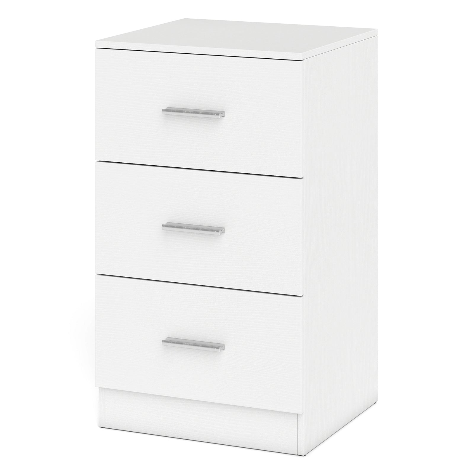 Sängbord – sängskåp byrå med lådor spånskiva /svart – 3 38 x 67 x 35 cm – Vit