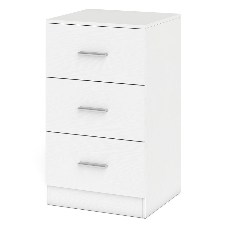 Sängbord – sängskåp byrå med lådor spånskiva /svart – 3 38 x 67 x 35 cm – Vit
