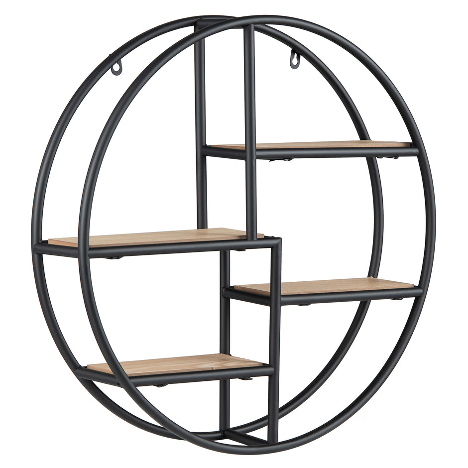 Rund – vägghylla Hänghylla med hyllor bokhylla – 4 55 x 55 x 11 cm – Svart